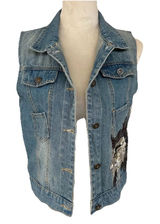 Paisley Vine Denim Vest L Lace And Flower Appliqué Whimsy Fairy Boho Western Photo 0