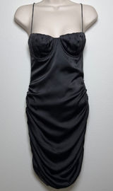Meshki Women Satin Babydoll Ruched Mini Dress Small Party Cocktail Event‎ Date Photo 0