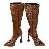 JEFFREY CAMPBELL Shego crushed velvet platform knee high boots NEW size 7.5 Photo 0