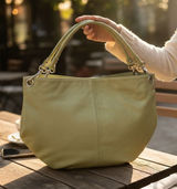 Maurizio Taiuti Green Leather Hobo‎ Bag Made in Italy Chartreuse Large Shoulder Photo 0