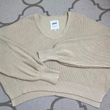 Aerie Ribbed Knit scoop neck Sweater Balloon Sleeve Cropped Relaxed Fit Size M Photo 0