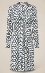 Tory Burch Katie Link Print Rayon Shirt Dress Size S Geometric Mod Preppy Retro Photo 0