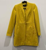 Zara Mustard Yellow Inverted Lapel Collar Frock Jacket Coat Jacket Size Xs Photo 0