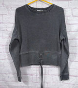 American Eagle Outfitters Large Grey Lace-Up Sweatshirt Photo 0