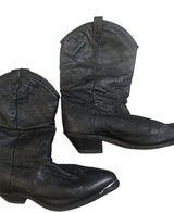 Vintage Dingo Black Leather Slouch Western Boots Women's Size 6 metal toe detail Photo 0