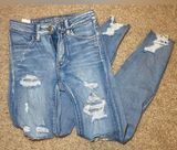 American Eagle Outfitters jeans Women’s Super Stretch Distressed Sz 00 Short Photo 0
