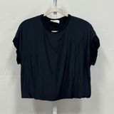 Lola‎ & Sophie New York Women's Black Banded Bubble Hem Mixed Media Top Small Photo 0