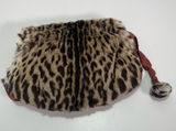 Vintage Animal Print Fur Muff Clutch Handbag Purse Talon Pull Zip Photo 0