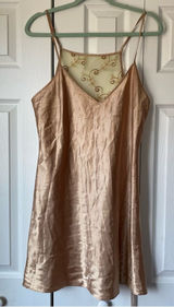 Women's Large Gold Satin Slip Dress Lingerie Fairy‎ y2k Photo 0