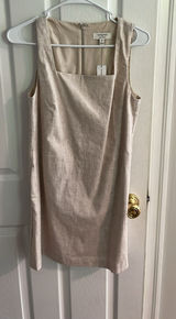 Banana Republic Linen Dress Women’s Grey White Striped Sleeveless 2 Photo 0