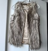 Hot & Delicious Faux Fur Vest in Cream and Brown Photo 0