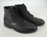 Thursday Boot Co Captain Black Matte Leather Lace Up Boots 7 Wide US Photo 0