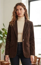 LUCY PARIS Corduroy Blazer XS 19” p2p Brown $128 Retail NWOT Photo 0