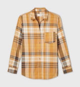 NWT Womens Universal Thread Plaid Yellow Autumn Long Sleeve Shirt - Sz XS Photo 0