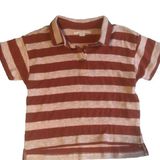 O'Neill Polo Shirt Striped Terracotta Cropped Short Sleeve S Boho Skater Surf Photo 0