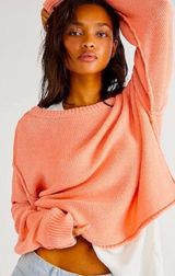 Free People Inside Out Pullover Sweater Pink Peach Large Photo 0