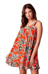 Band‎ of the Free Teresa Tangerine Floral Tank Mini Dress Medium Orange Boho Photo 0