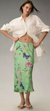 Anthropologie The Tilda Midi Slip Skirt Floral Butterfly Print Y2K 90s Medium Photo 0