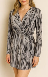 Anthropologie‎ Azel Hazel Black & Gray Abstract Print Long Sleeve Dress - Size M Photo 0
