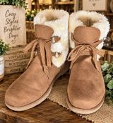 Makalu Rochelle Brown Faux Fur Lined Lace-Up Ankle Bootie Women US 11 M Photo 0