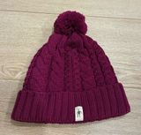 Smartwool Women’s Ski Town Hat Purple Pom Pom Wool Cable Knit One Size Photo 0