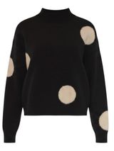 Women’s XXL Black Ivory Polka Dot Mock Neck Sweater Oversized Pullover Photo 0