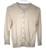 J Crew The Clare Cardigan Cream Sweater Womens M Beige Cotton Button Front Knit Photo 0