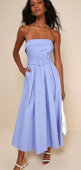 LULUS Trendsetting Choice Periwinkle Strapless Midi Dress - NO BELT Photo 0
