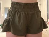 Free People Movement Olive Green Get Your Flirt On Shorts Photo 0