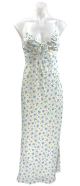 Kiss The Sky Juliette White Blue Floral Sleeveless Cami Camisole Maxi Dress XS Photo 0