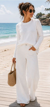 NEW J.Crew Factory White Gauzey Sweater Top Photo 0