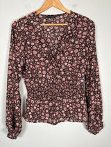 Abercrombie‎ & Fitch Womens Blouse Shirt Size M Floral Ruffle V Neck Photo 0