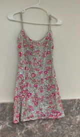 Lovers and Friends Maria Sequin Mini Dress in Silver And Pink | SIZE XS Photo 0