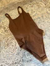 OQQ Women’s Chocolate Brown Bodysuit Size M Streetwear Photo 0