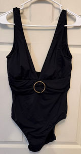 Ralph Lauren Women's Deep V-neck Black One Piece Swimsuit Sz‎ 14 Photo 0