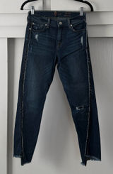 7 For All Mankind "The Ankle Skinny" Distressed Cropped Jeans Photo 0