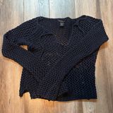 Vintage Y2K Abercrombie & Fitch Navy Blue Crochet Sweater Photo 0