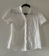 Vintage J Crew White 100% Cotton Ruffle Button Up Top 8 Preppy Cottage Poet Photo 0