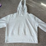 NWOT! Abercrombie & Fitch - Cropped Hoodie Sweatshirt - Light Grey, Large Photo 0