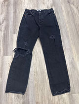 Abercrombie & Fitch The Dad High Rise Distressed Black Straight Leg Jeans 28/6R Photo 0
