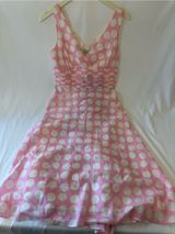 Lilly Pulitzer Pink/White Polka Dot Fit & Flare V-Neck Satin Dress Size 6 Photo 0