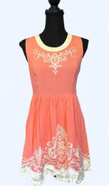 Altar’d State coral embroidered boho coquette lace trim mini dress size XS 🧡 Photo 0