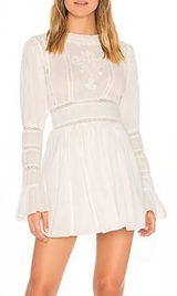 Free People White Victorian Waisted Mini Dress Ivory No Size EUC Photo 0