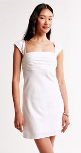 Abercrombie & Fitch A&F Emerson Cap Sleeve Mini Dress Linen White Medium NEW Photo 0