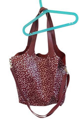 Chocolate Polka Dot Tote Bag with Crossbody‎ Strap Dalmatian Print Brown Classic Photo 0