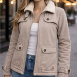 Carhartt For Women Jacket XS Beige‎ Sherpa Collar Y2K Vintage Workwear Photo 0