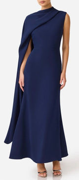 NEW ELLIATT Leonara Asymmetric Cape deep Navy Dress SZ XL Photo 0