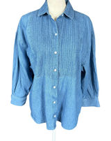 Old Navy XSP The Boyfriend Shirt long sleeve collared button down denim women's Photo 0
