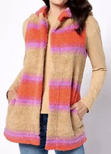 Koolaburra by UGG Sherpa Fleece Striped Hooded‎ Vest XL Photo 0