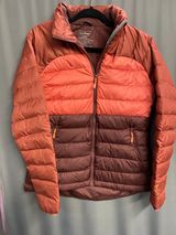 L.L. Bean Puffer Jacket Womens Small Orange Brown Long Sleeve Zip Up Outdoor C6 Photo 0